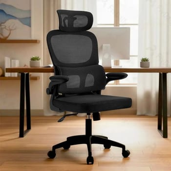 Cadeira Escritório Presidente Ergonômica Preta Giratória 360 Graus Tecido Mesh Premium Suporte Lombar Apoio Cabeça Assento Ampliado Regulagem Altura