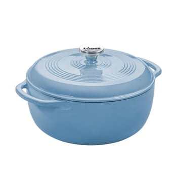 Lodge Forno holandês de ferro fundido esmaltado de 3 litros com tampa – duas alças – Seguro para forno até 260 °C ou no fogão – Use para marinar