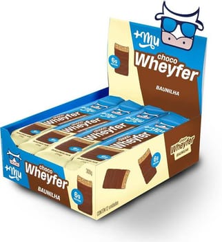 +Mu Chocowheyfer Proteico Sabor Baunilha - Display com 12 unidades - 300g | 6g de Proteína, Zero adição de açúcares, Crocante, Para comer sem cul