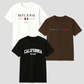 Kit 3 Camisetas Masculina 100% Algodão Premium Verão Casual
