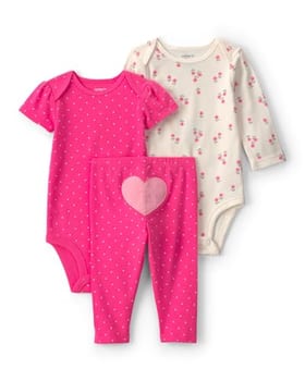 Carter's Conjunto de 3 peças para bebês meninas, Rosa/marfim, 3 Meses