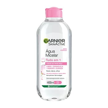Garnier SkinActive Água Micelar de Limpeza Tudo em 1, Solução Demaquilante que Limpa, Tonifica e Remove Oleosidade, Fórmula Suave Sem Álcool para