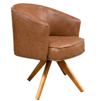 Poltrona Julia Base Giratória Em Couro Decorativa Premium Marrom