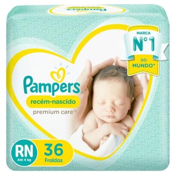 Fraldas Descartáveis Pampers Premium Care Recém-Nascido RN 36 Un
