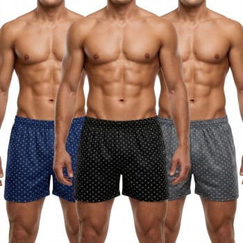 Kit 3 Cuecas Samba Canção Short Malha Fria Pijama Dormir