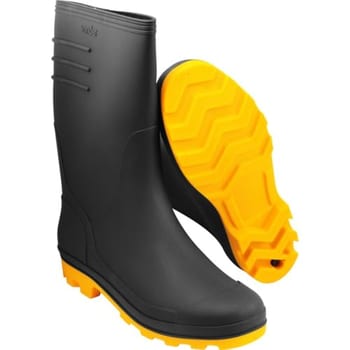 Vonder, Bota De Pvc Preta Com Solado Amarelo, 42, Cano Médio, Com Forro.