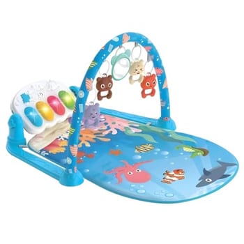 Tapete de Atividades Musical com Piano e Arco de Brinquedos Interativos para Bebê (Azul)