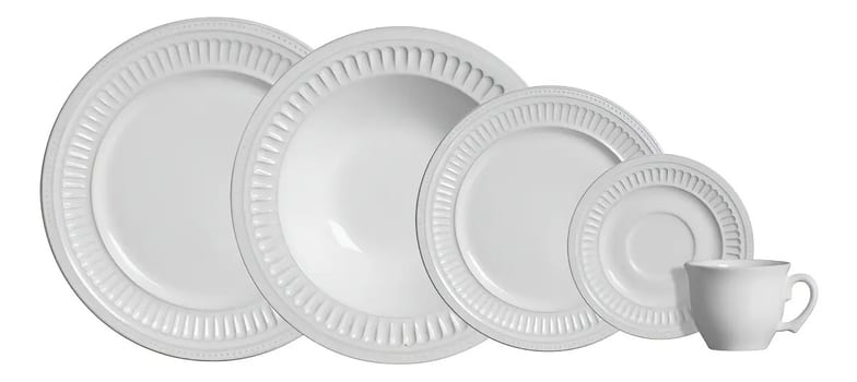 Aparelho de Jantar 20 peças Branco Poppy de Cerâmica - Scalla Cerâmica