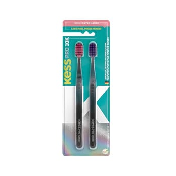 KESS Pack Com 2 Escovas Dentais Pro 10K Extra Macias Preto