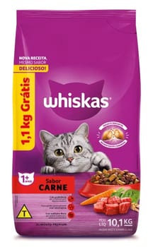 whiskas Ração Whiskas Carne Gatos Adultos 10.1 Kg (Leve 10.1Kg Pague 9Kg)