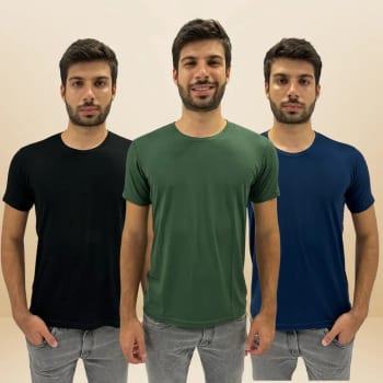 Kit 3 Camisetas Masculina Tech Modal Premium Básica Conforto