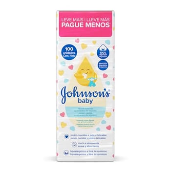 Quadrados de Algodão Recém-Nascido JOHNSON’S® baby 100 unidades