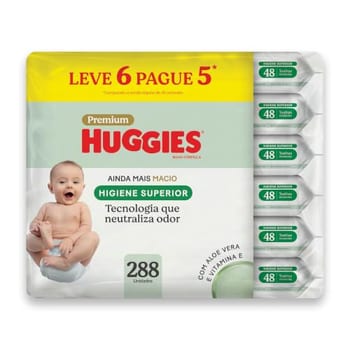 Lenços Huggies Higiene Superior Limpam 2x Mais 6 x 48 Un