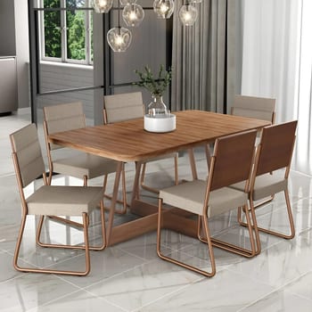 Conjunto Sala De Jantar 6 Cadeiras Charlotte Carraro Rose