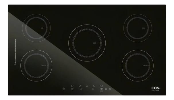 Cooktop de Indução Cinco Bocas EOS 90cm Preto 9500W ECI05EP 220V