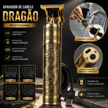 Máquina De Cortar Marca Rave Peak Cabelo Sem Fio Barbeador Eletrico Aparador De Pelos Acabamento Motor Profissional 4 Pentes Recarregavel Usb Tipo C