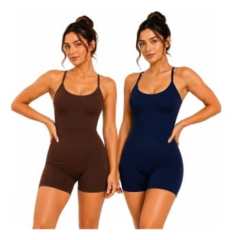 Kit 2 Macaquinho Fitness Feminino Curto Academia Treino