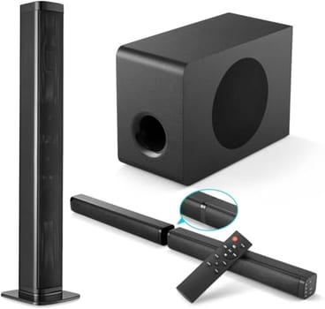 Soundbar 2.1 Canais Home Theater - 3D Surround 360°, RMS 80W/MAX 360W, Subwoofer Incluso + Controle Remoto, Bluetooth+HDMI, Compatível com Diversos