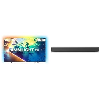 Philips Smart TV Ambilight 50" 4K 50PUG8100/78 + Soundbar TAB4000, Aparelho de Áudio para TV, Bluetooth, HDMI ARC e USB