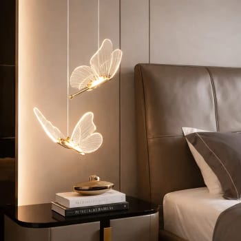 Luminária Pendente LED em Formato de Borboleta, Luminária Decorativa Moderna com Design Elegante 110–265V, Ideal para Quartos, Mesas de Cabeceira e
