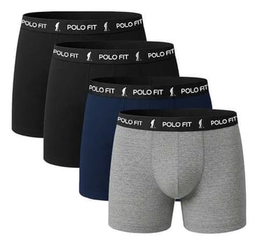 Kit 4 Cuecas Boxer Masculina Algodão Confortável Polo Fit