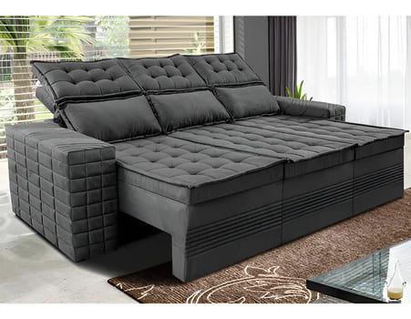 Sofá 3 Lugares Retrátil e Reclinável Cama inBox Senses 2,00m Velusoft Cinza