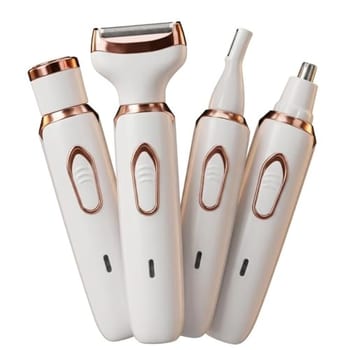 Depilador Feminino Elétrico 4 em 1 Recarregável USB Removedor de pelos Corporal e Facial Aparador Portátil bivolt Sem Fio com 4 Cabeças Multifuncional
