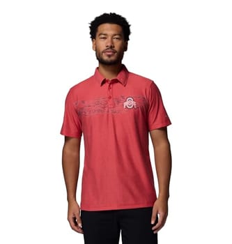 Columbia Camisa polo masculina estampada Thistletown Hills, Os - Vermelho intenso, G