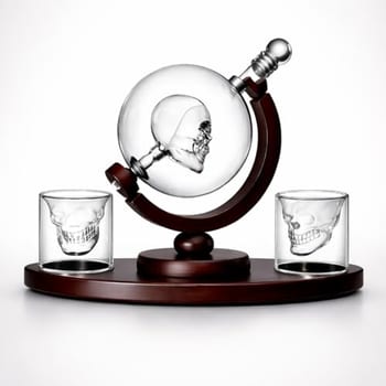 Decantador Whisky Vodka Rum Bourbon Tequila Globo Premium Decanter Uísque 850ml + 2 Copos