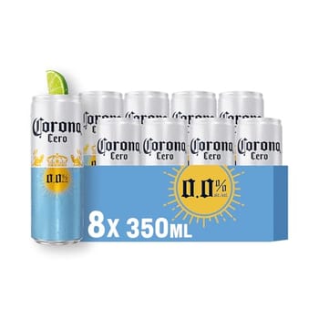 Cerveja Sem Álcool Corona Cero Sunbrew, Lata 350ml, Pack com 8 unidades