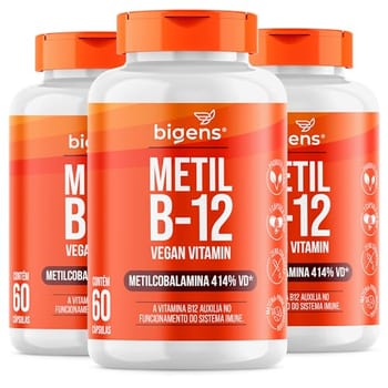 Bigens Metil B-12 Vegan Vitamin Metilcobalamina 414% VD, Bigens, 3x 60 Cápsulas