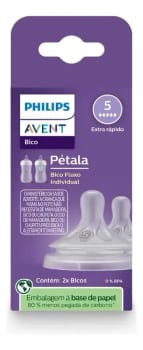 Kit 2 Unidades De Bico Pétala 3.0 T5 Para Bebês De 6 Meses Phillips Avent