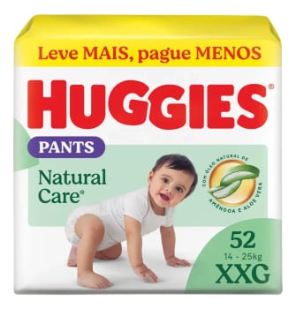 Huggies Fralda Pants Roupinha Premium Natural Care XXG - 52 Unidades