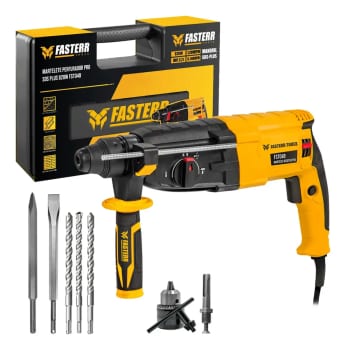 Martelete Perfurador Rompedor 820w Fasterr com KIT Acessórios Cor Preto/amarelo Frequência 50hz/60hz