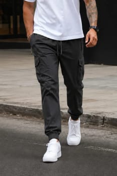 Calça Cargo Para Homem Slim Com Elastano Esportiva