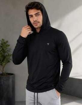 Camisa Térmica Manga Longa Com Capuz Proteção Solar Uv50+