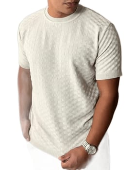 Camiseta Masculina Manga Curta Xadrez Tricô Leve Elegante