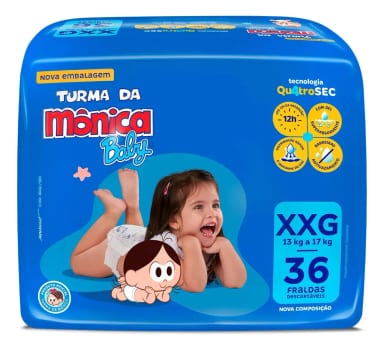 Fralda Qu4troSEC XXG 36U Turma da Mônica Baby