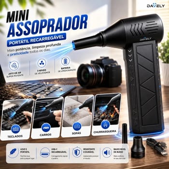 Mini Ventilador Soprador Ar Turbo 130000rpm Assoprador Sem Fio Recarregável Usb 3 Níveis Jato Forte Portátil Multiuso Limpeza Teclado Carro Acende