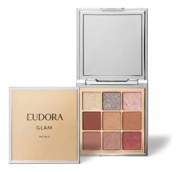 Paleta de Sombras Glam Metals Eudora com 9 Cores Metalizadas