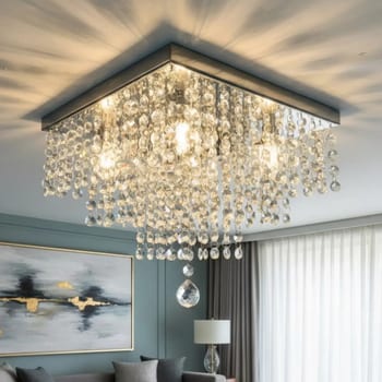 Lustre Cristal Acrílico 30x30 Cm Bivolt Sala Quarto Luxo Prateado