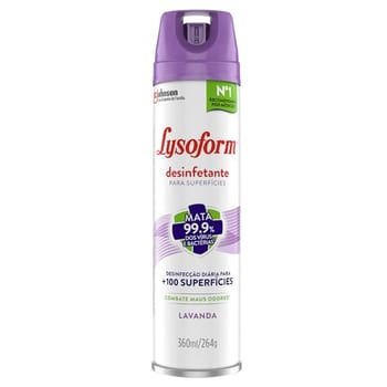 Lysoform Lavanda, Desinfetante Aerosol para Superfícies, 360ml