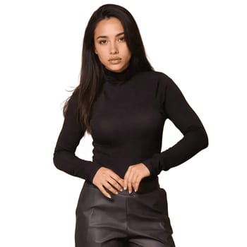 Kit 3 Blusas Feminina Cacharrel Gola Alta Manga Longa Casual Preto, Marrom E Nude M/g (36/42)