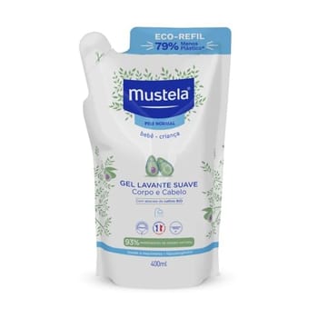 Mustela Refil Gel Lavante Suave 400ml - Sabonete Líquido Corpo e Cabelo para bebês e crianças – feito com 93% de ingredientes de origem natural
