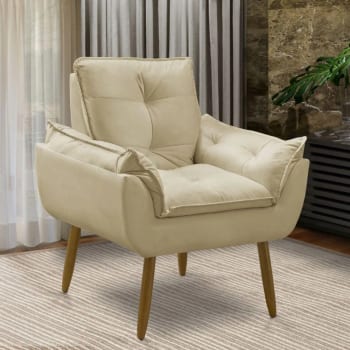 Poltrona Decorativa Opala Suede Para Sala Arapongas Luxo