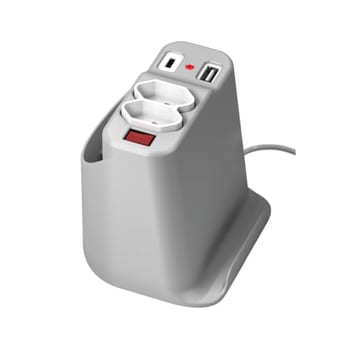 Extensão de Mesa Compacta OCTOO EasyPlug Mini, Carregador com 2 Tomadas + USB-C + USB e Porta-Objetos, Energia e Carregamento na Sua Mesa Sem Ocupar
