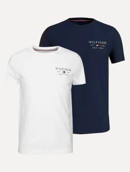 Kit Camisetas Tommy Hilfiger Brand Love Azul Marinho/branca