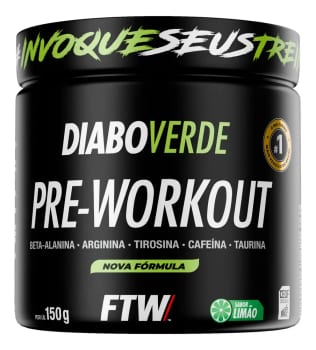 Pré Treino Pre Workout DIABO VERDE Pote 150g Sabor Limão FTW