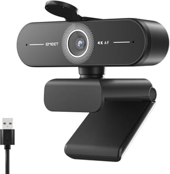 EMEET C60E 4K Webcam para PC - foco automático PDAF, microfones duplos com cancelamento de ruído, FOV de 73°, correção automática de luz, USB