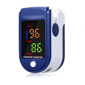 Oxímetro Digital de Dedo, Monitor de Saturação de Oxigênio SpO2 e Frequência Cardíaca BPM, Display LED, Silicone Hipoalergênico, Desligamento